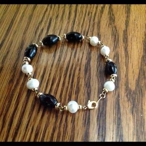 18k GP Black Onyx lucky charm bracelet